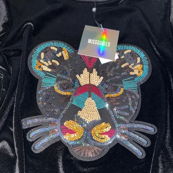 MISSGUIDED Velvet Top - Picture 1 of 3